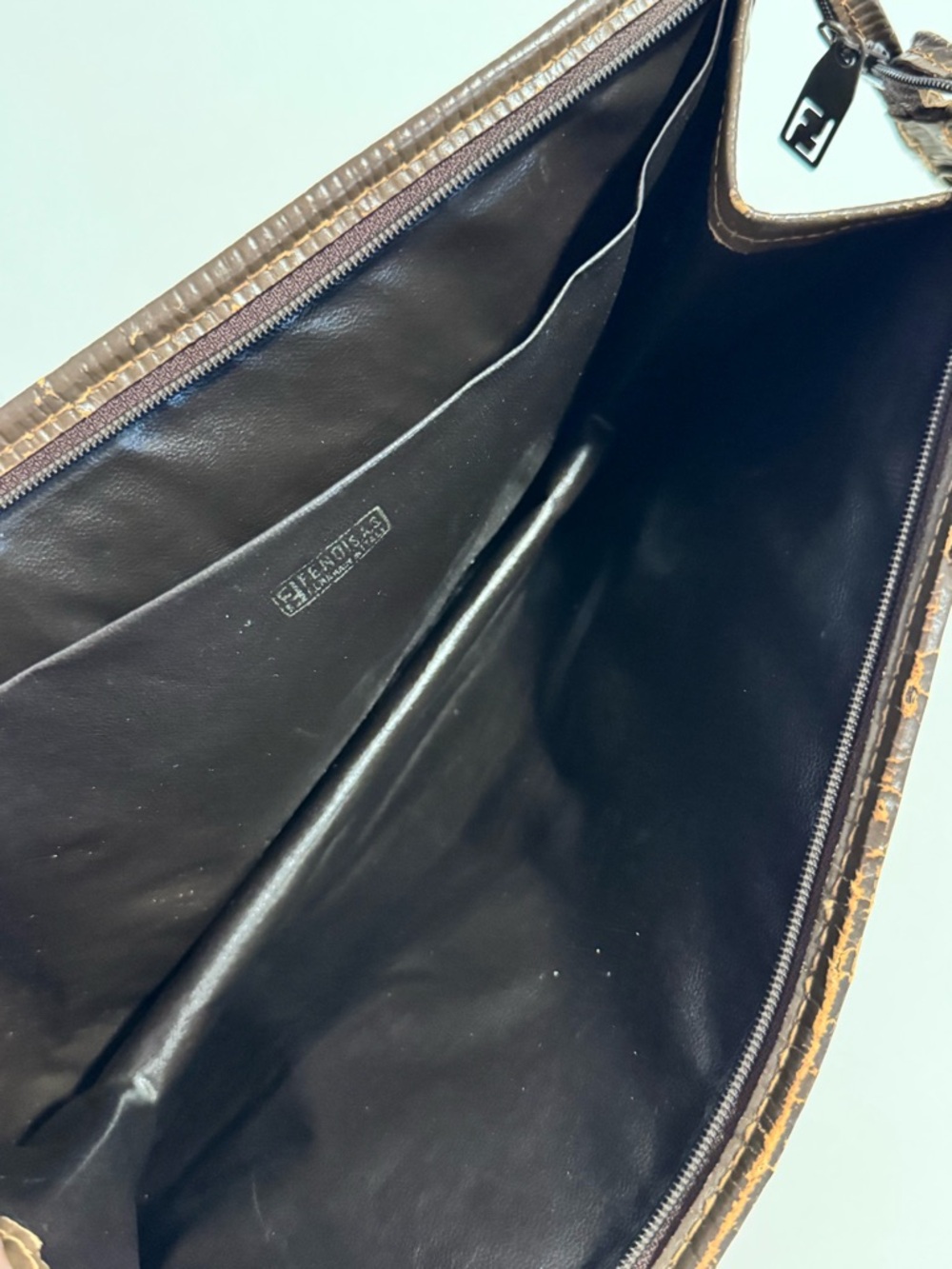 Fendi Brown Zucca Logo Zip Pouch - Picture 11 of 16